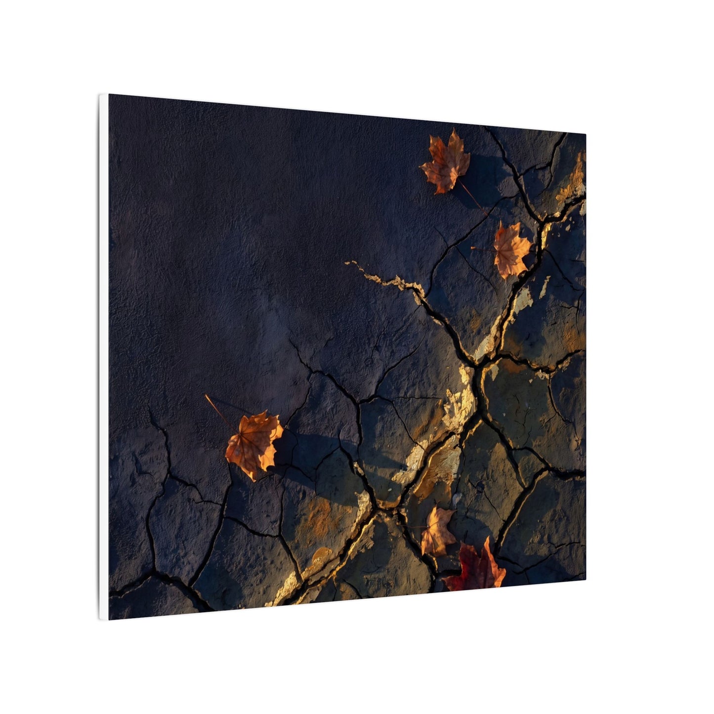 Cracked Earth Canvas Art | Autumn Dark Japandi Dark Texture Art