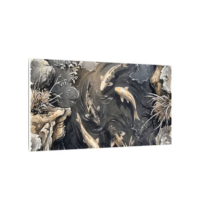 Koi Pond Canvas Art | Winter Japandi Japanese Pattern Art