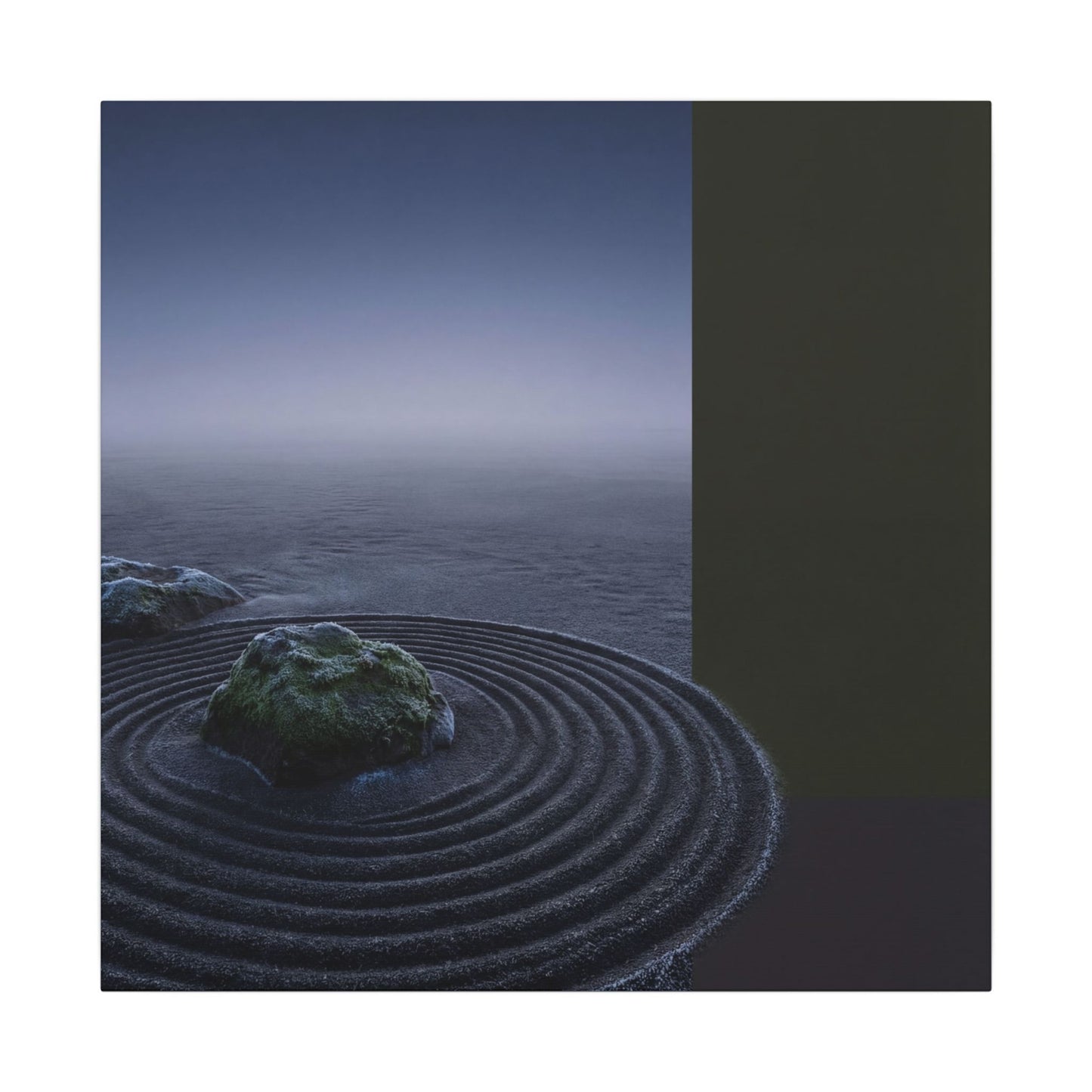 Ma Rock Garden Canvas Art - Dark Japandi Moody Minimal