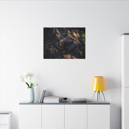 Ma River Stones Canvas Art - Dark Japandi Dark Texture