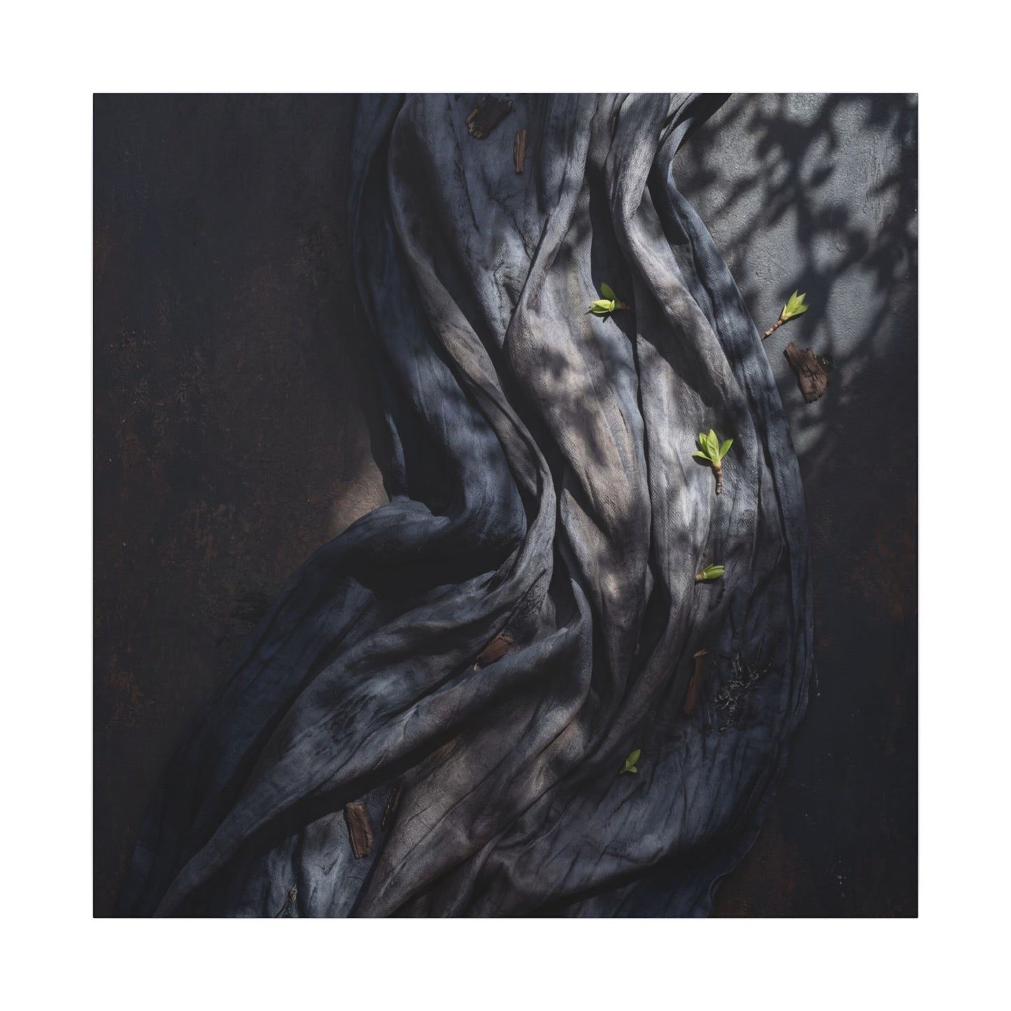 Seijaku Silk Drape Canvas Art - Dark Japandi Dark Texture