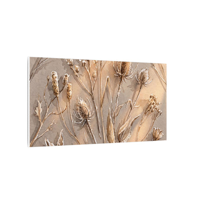Japandi Dried Flowers in Golden Hour | Watercolor Canvas Art