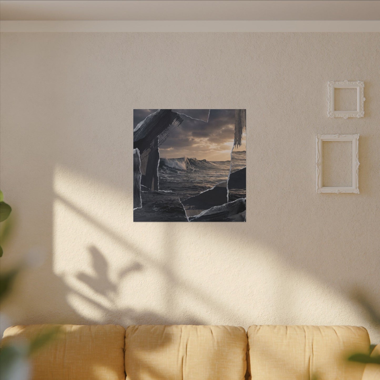 Fukinsei Ocean Wave Canvas Art - Dark Japandi Shadow Zen