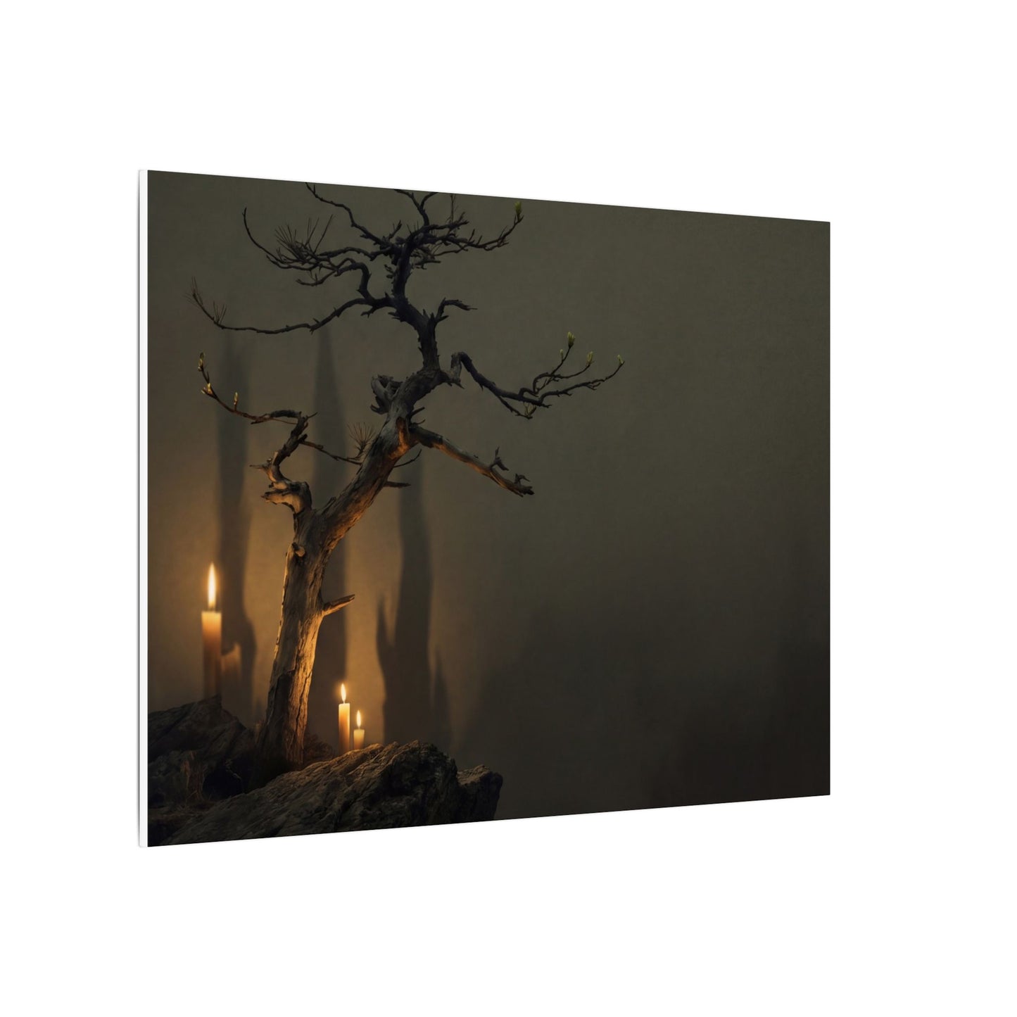Ma Pine Tree Canvas Art - Dark Japandi Shadow Zen