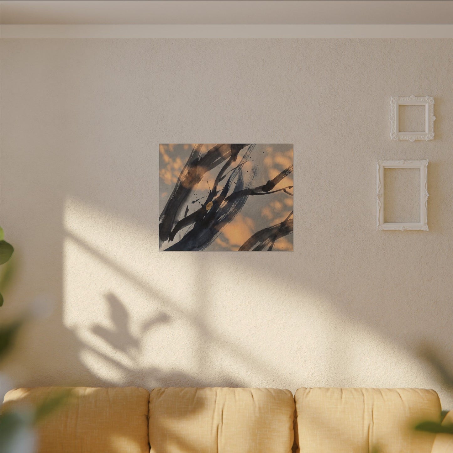 Datsuzoku Ink Brushstroke Canvas Art - Dark Japandi Shadow Zen
