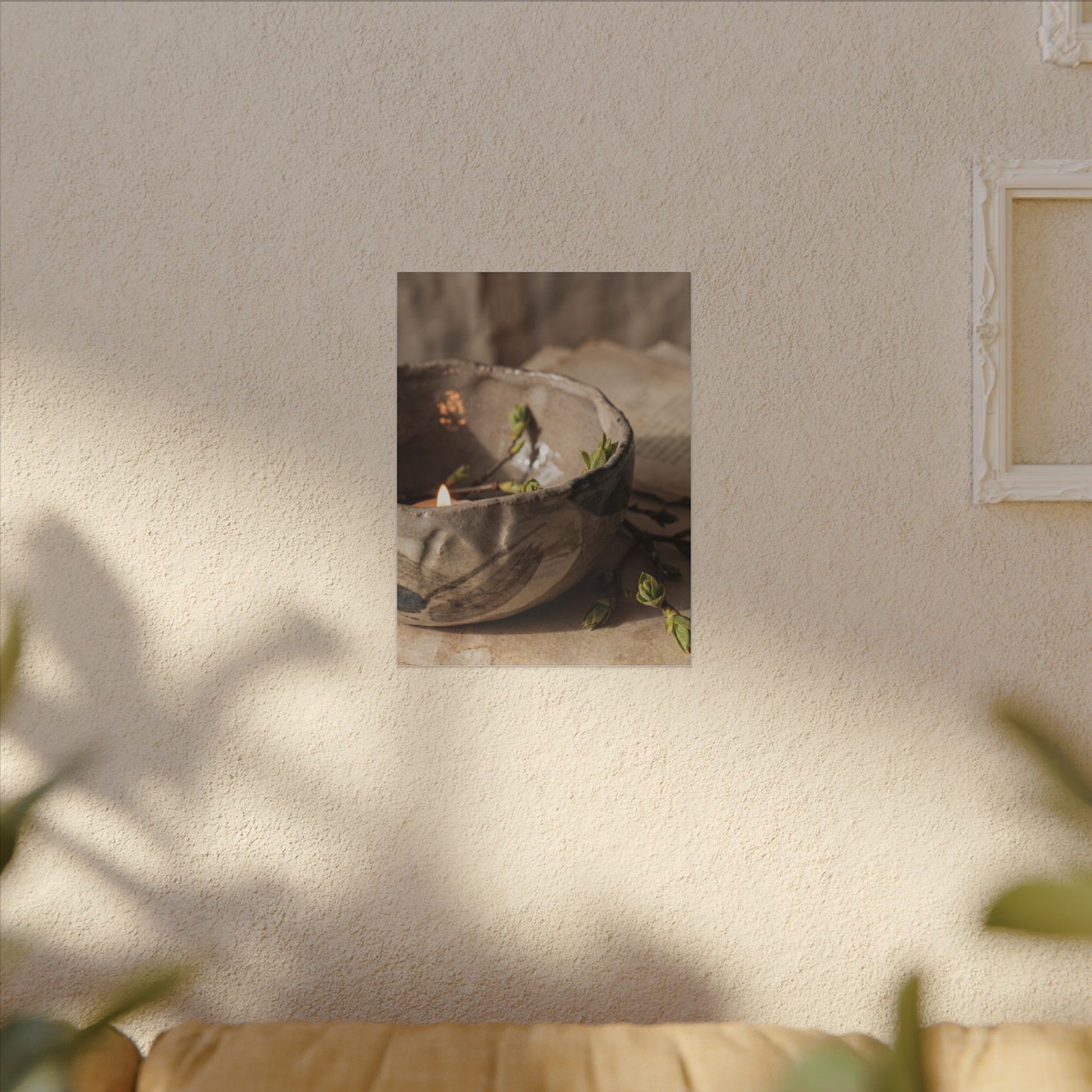 Candlelight Ceramic Bowl Canvas Art - Japandi Ma