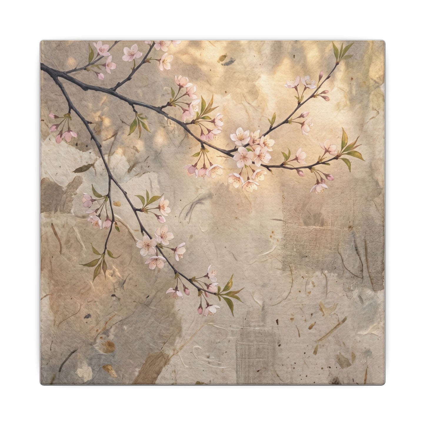 Summer Cherry Blossom Texture Canvas Art | Neutral Decor