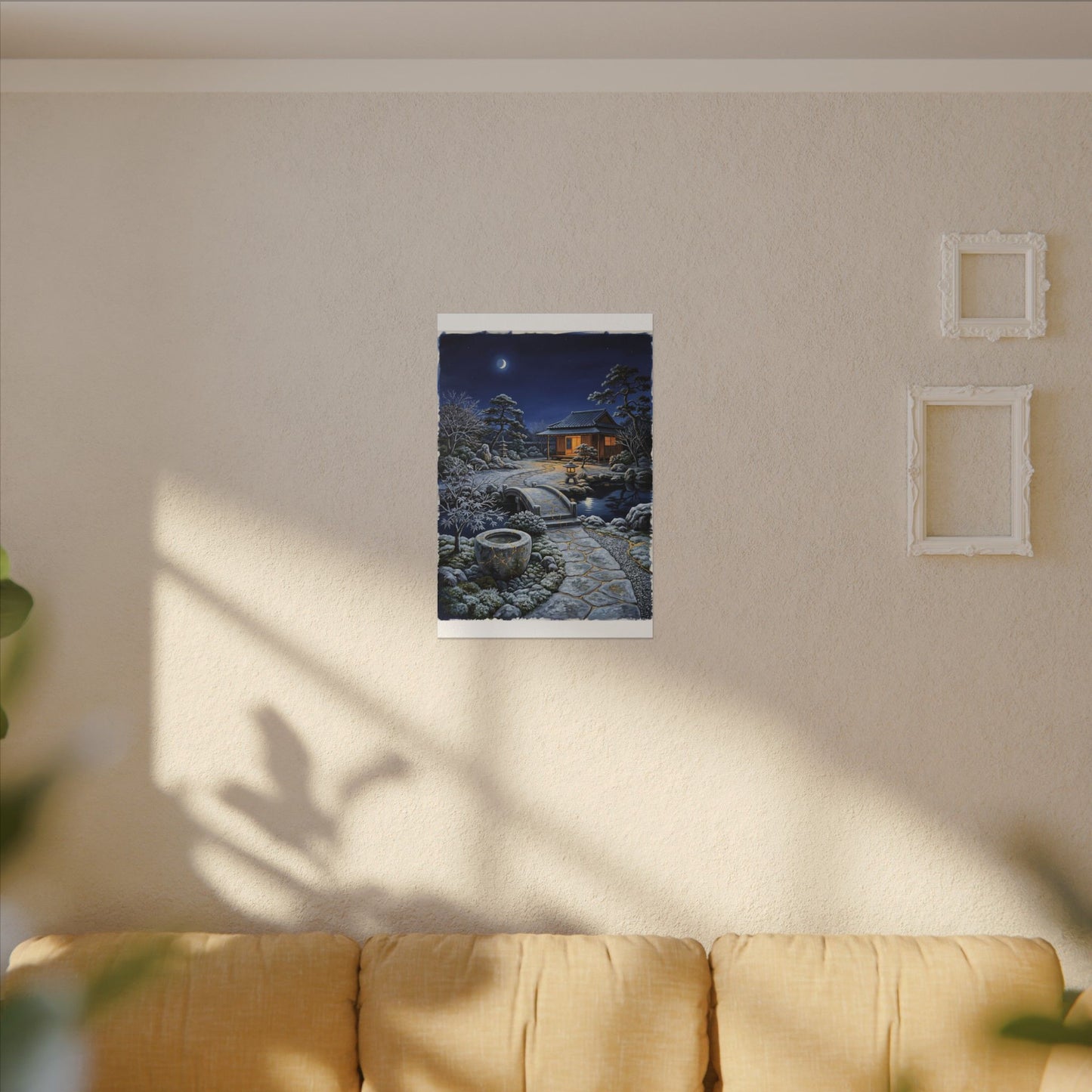 Moonlit Garden Winter Canvas Art | Kintsugi Artful Design