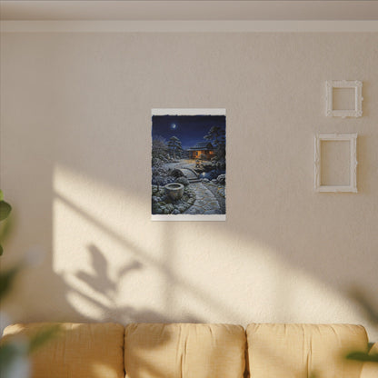 Moonlit Garden Winter Canvas Art | Kintsugi Artful Design