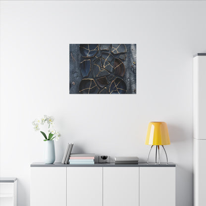 Dark Japandi Broken Pottery in Dappled | Shadow Zen Canvas Art