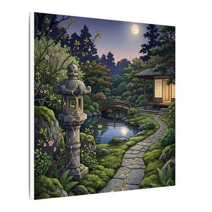 Spring Moonlit Garden Gold Vein Canvas Art | Resilient Decor
