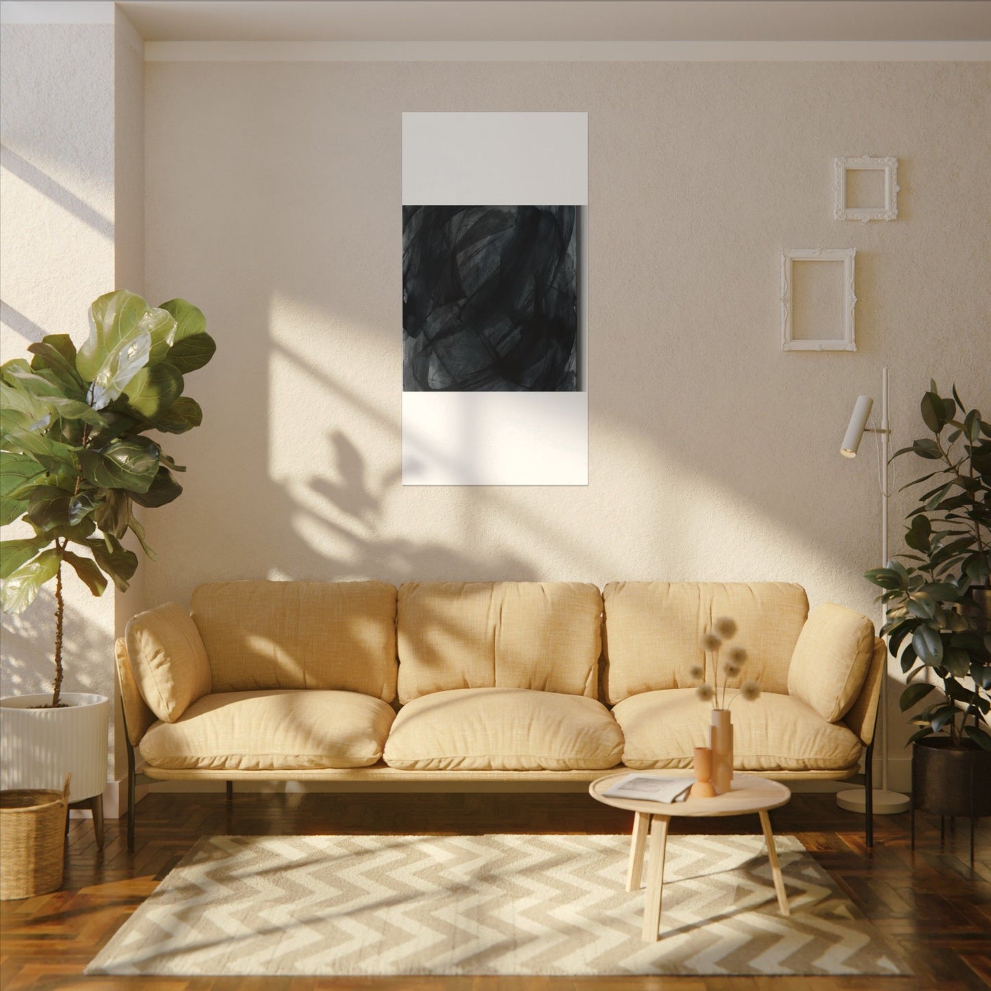 Deep Tones Dark Japandi Charcoal Canvas Art