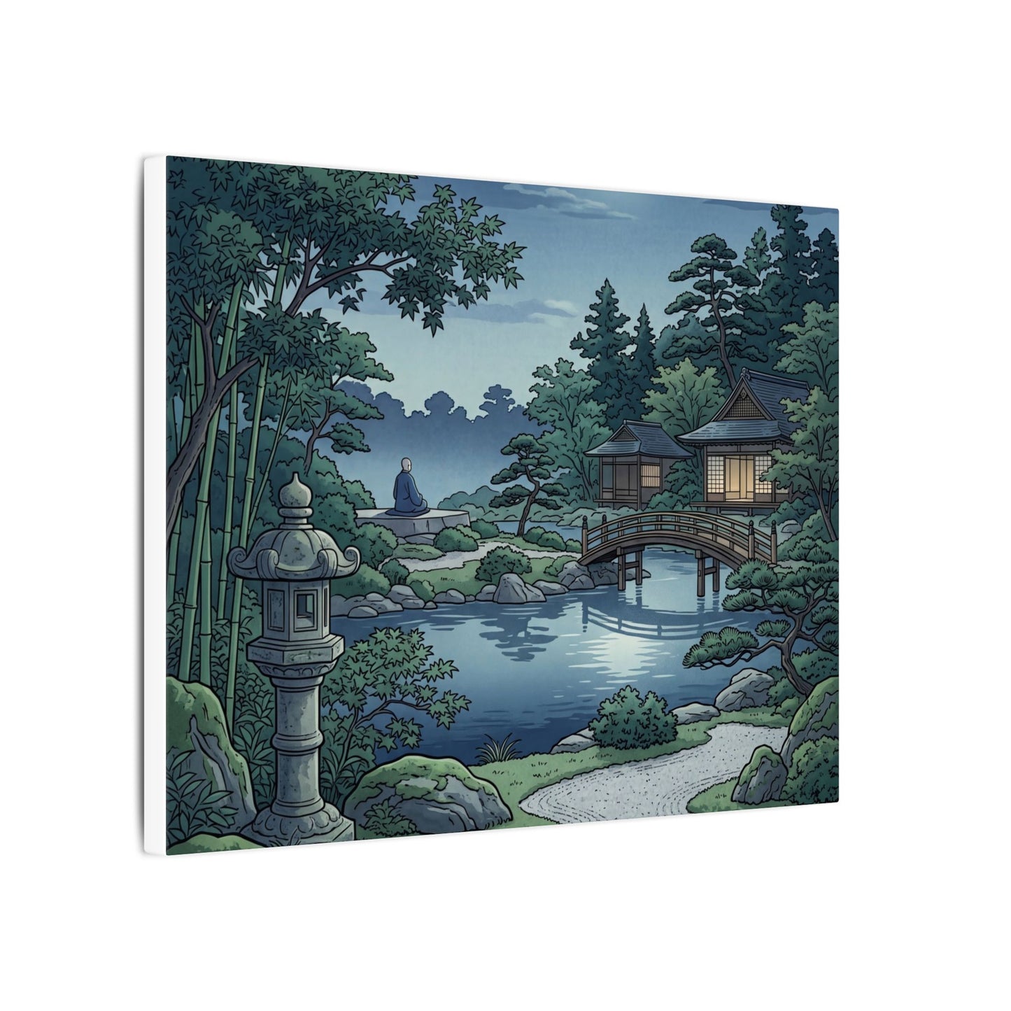 Summer Moonlit Garden Ukiyo E Inspired Canvas Art | Serene Decor