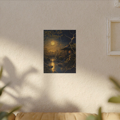 Spring Moonlit Garden Gold Vein Canvas Art | Resilient Decor