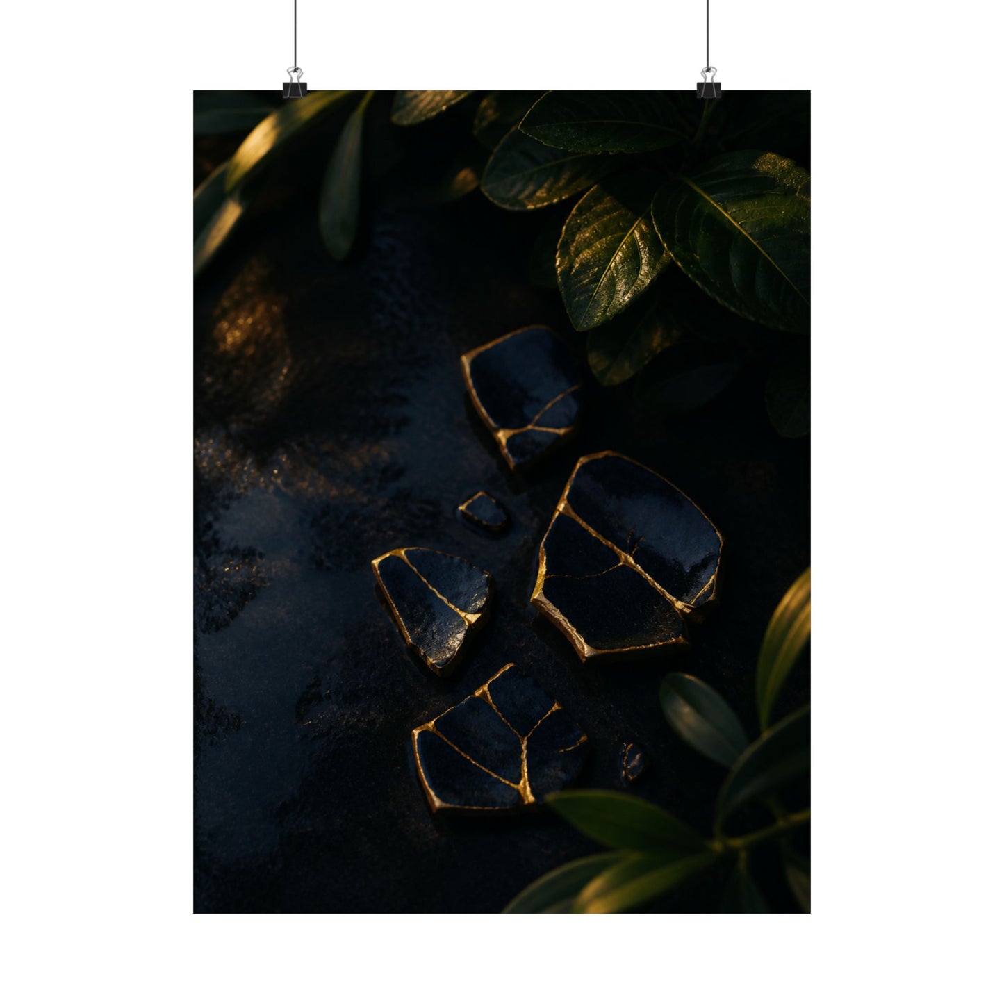 Broken Pottery Wall Art Print | Summer Dark Japandi Moody Minimal Art