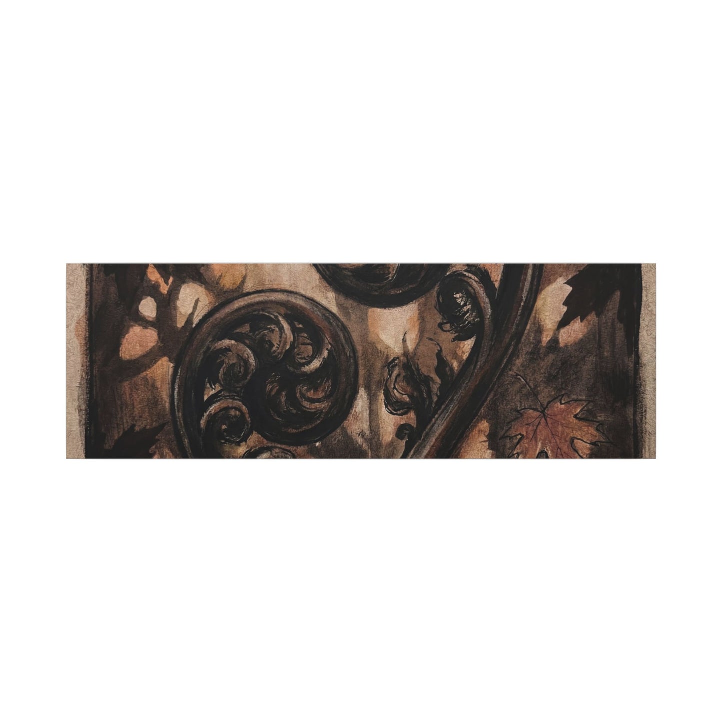Mono No Aware Fern Unfurling Canvas Art - Dark Japandi Charcoal Ink