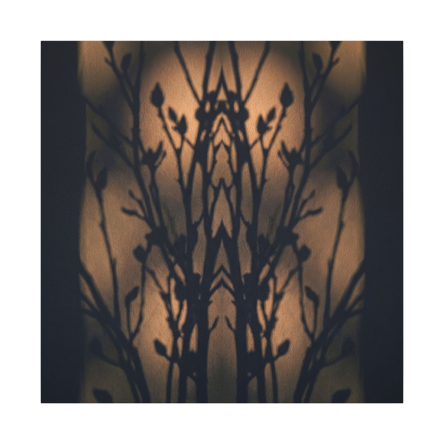 Dark Japandi Shadow Play in Golden Hour | Shadow Zen Canvas Art