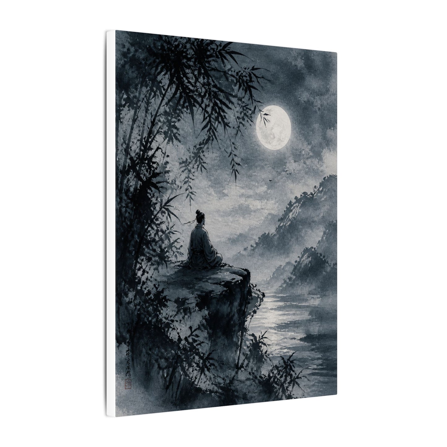 Ink Brushstroke Sumi E Canvas Art | Serene Zen Art