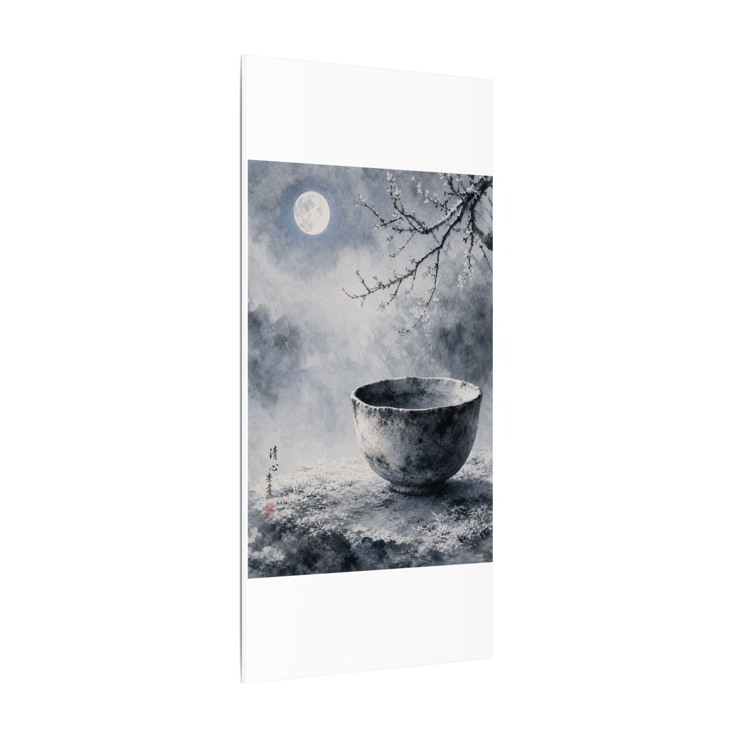 Seijaku Ceramic Bowl Canvas Art - Zen Sumi E