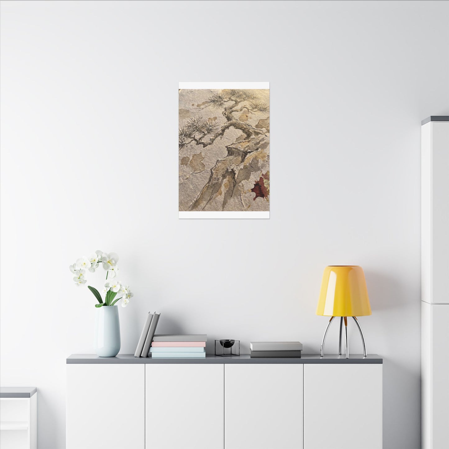 Pine Tree Canvas Art | Winter Japandi Japanese Pattern Art