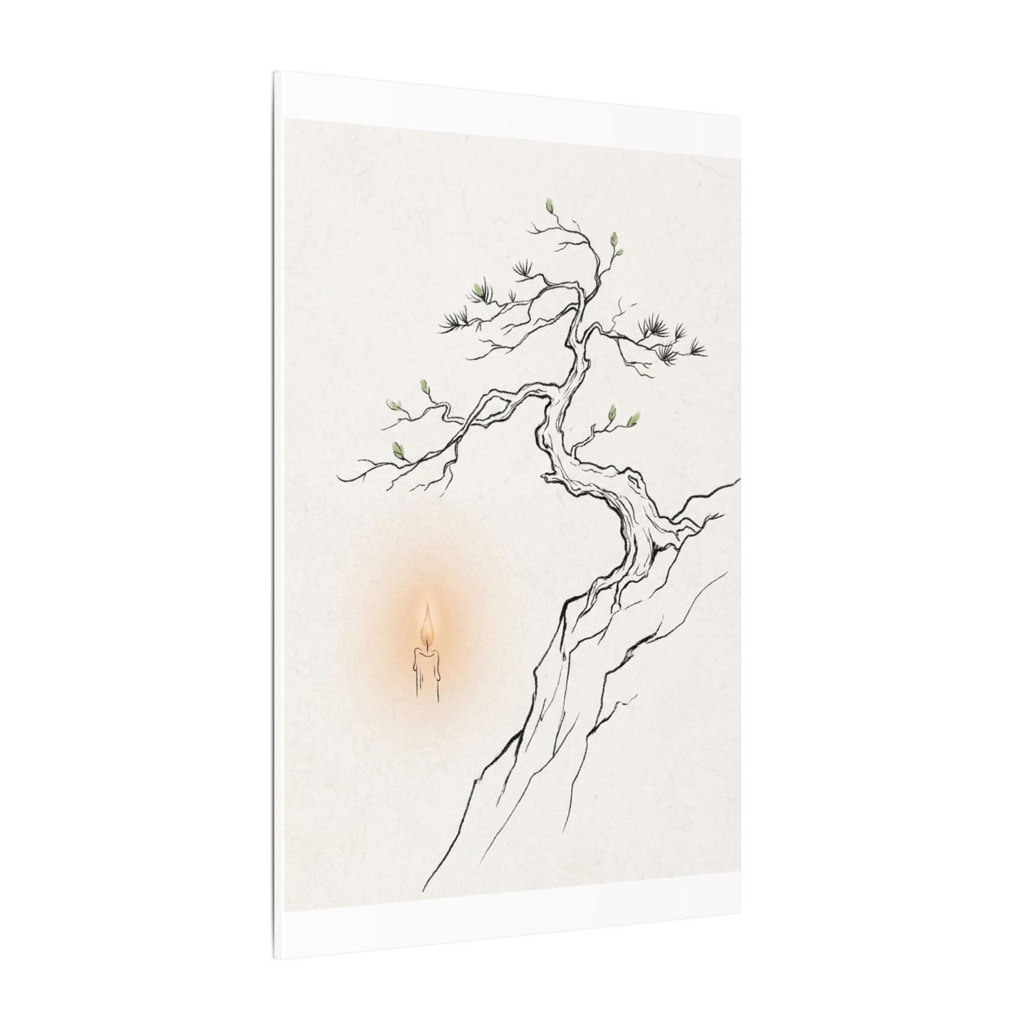 Candlelight Pine Tree Canvas Art - Japandi Shibui
