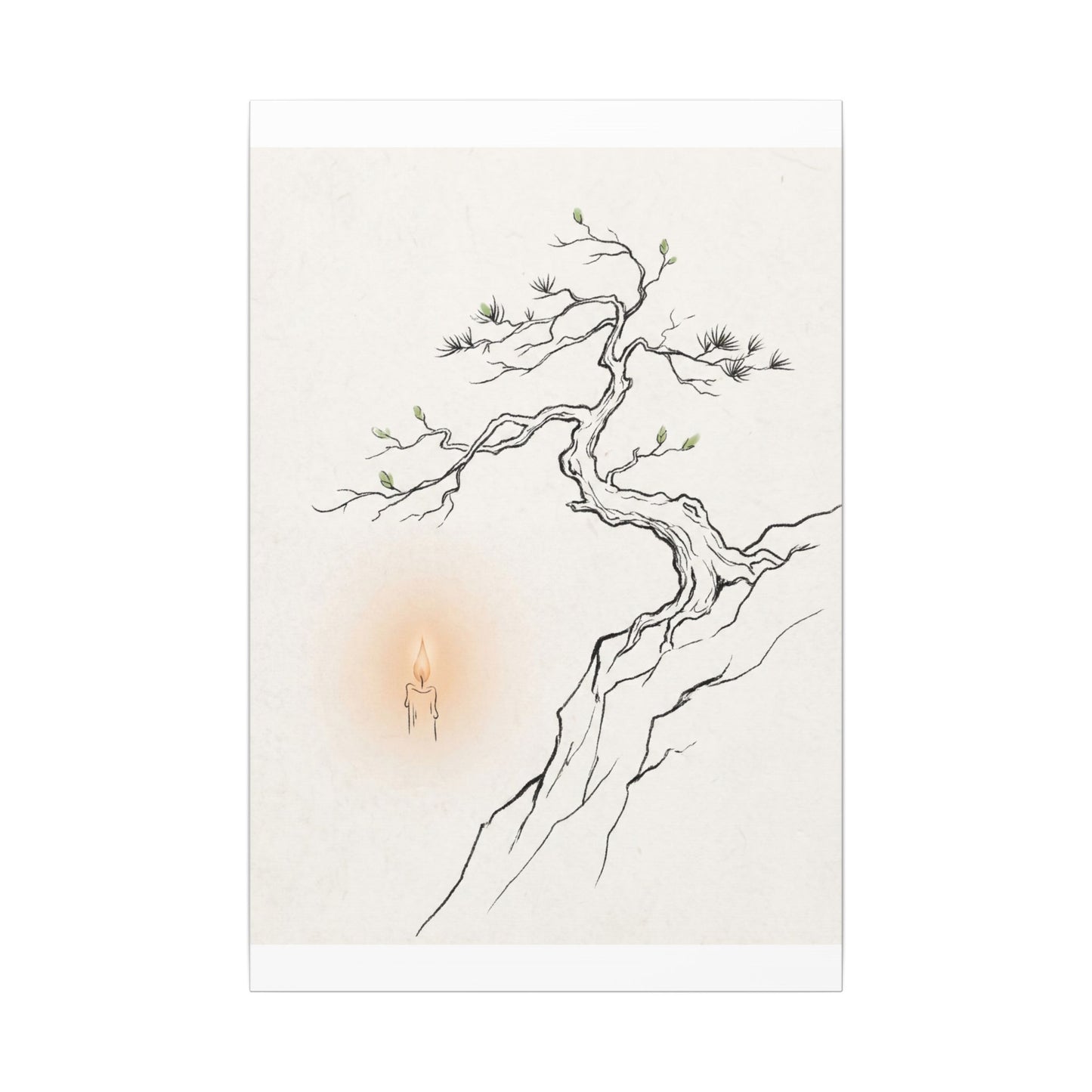 Candlelight Pine Tree Canvas Art - Japandi Shibui
