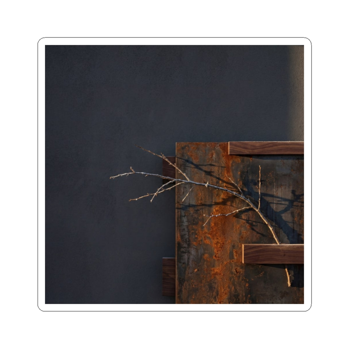 Rust Patina Winter Sticker | Dark Japandi Luxurious Design Art Print