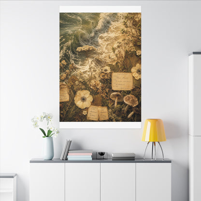 Spring Ocean Wave Herbarium Canvas Art | Nostalgic Decor