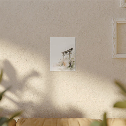 Fukinsei Torii Gate Canvas Art - Japandi Watercolor