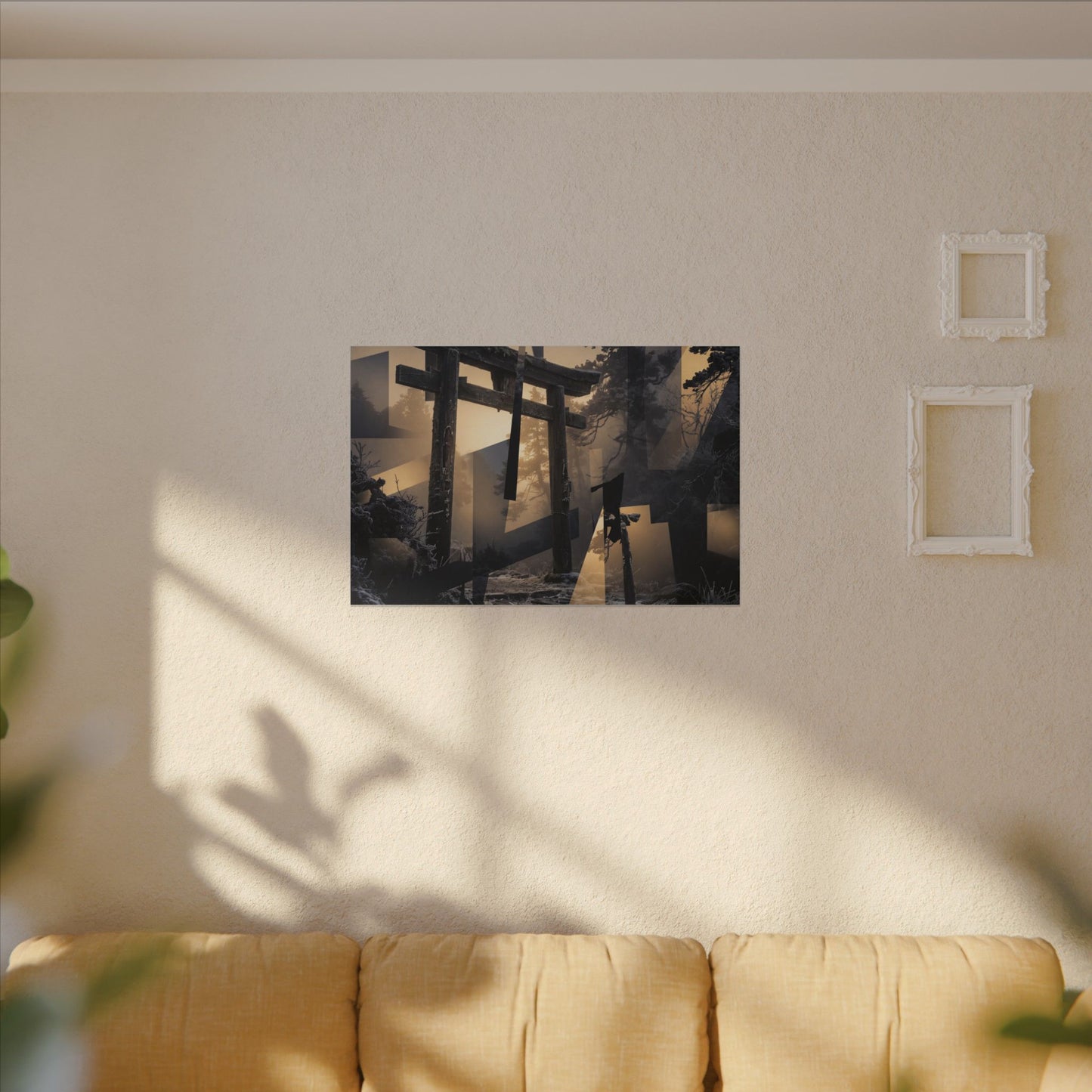 Winter Torii Gate Moody Minimal Canvas Art | Bold Decor