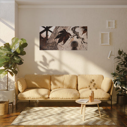 Shoji Screen Autumn Canvas Art | Dark Japandi Atmospheric Design