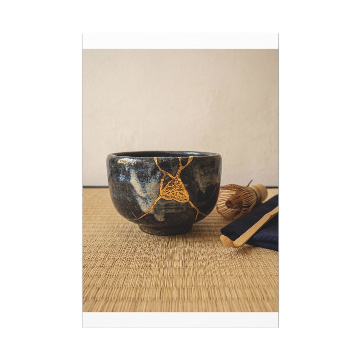 Kanso Tea Ceremony Canvas Art - Kintsugi Gold Vein