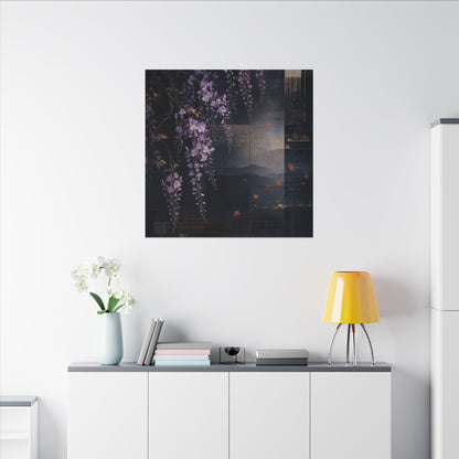 Dawn Wisteria Canvas Art - Dark Japandi Fukinsei