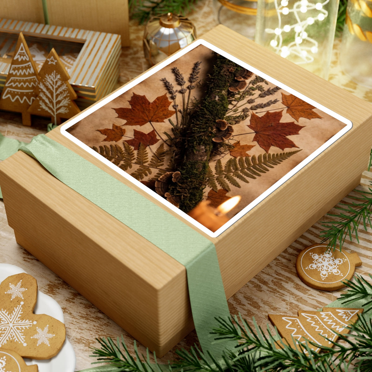 Autumn Moss Close Up Herbarium Sticker | Cozy Decor Art Print