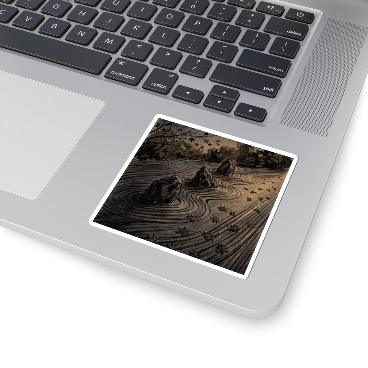 Kanso Rock Garden Sticker - Dark Japandi Charcoal Ink