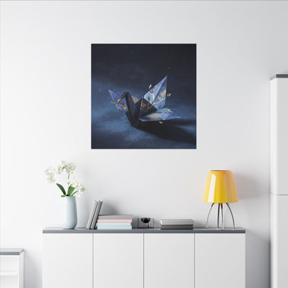 Kintsugi Paper Fold in Moonlight | Crackle Gold Canvas Art