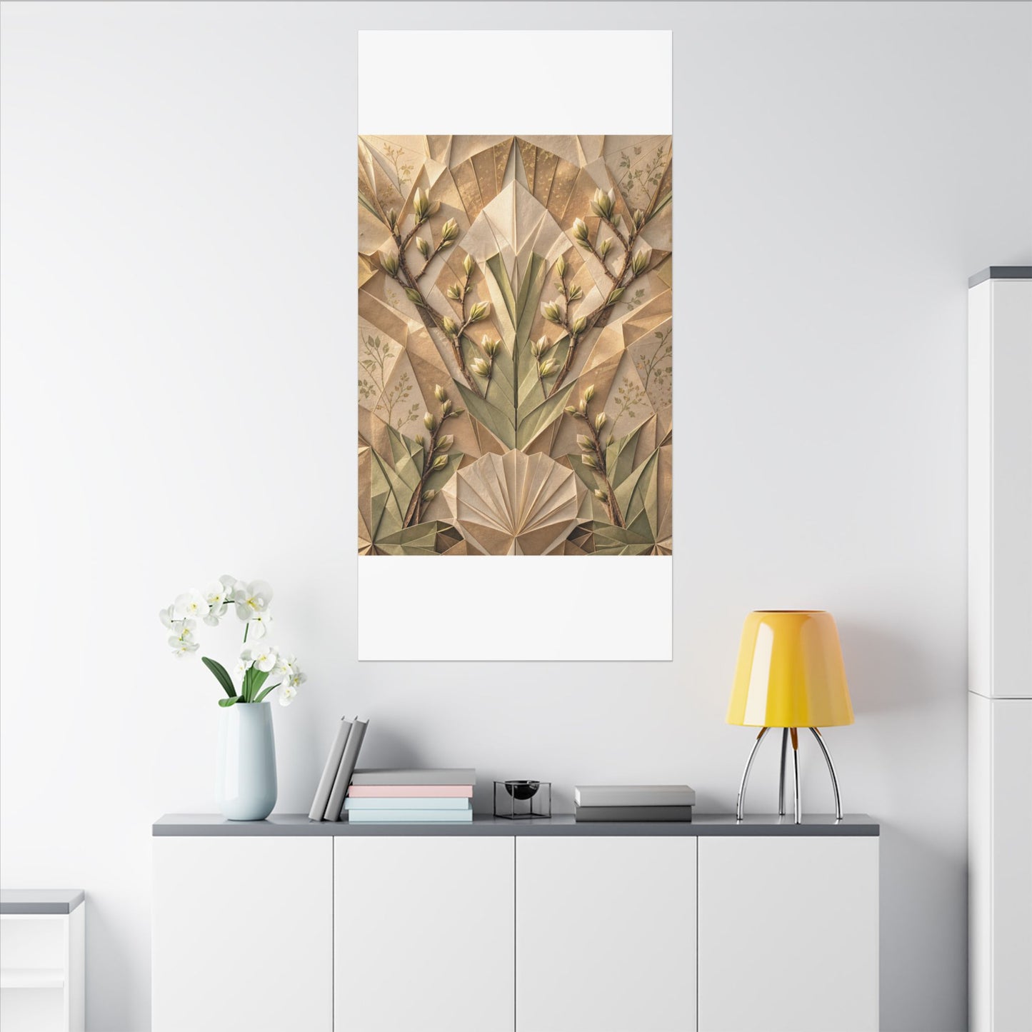 Kanso Paper Fold Canvas Art - Japandi Japanese Pattern