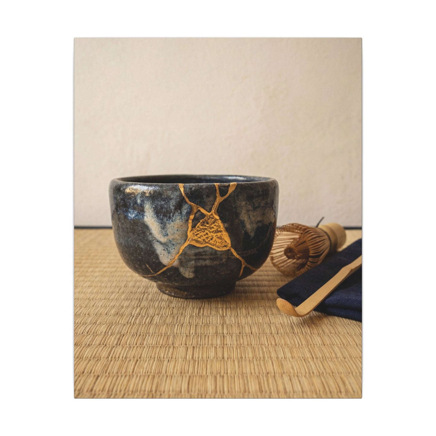 Kanso Tea Ceremony Canvas Art - Kintsugi Gold Vein