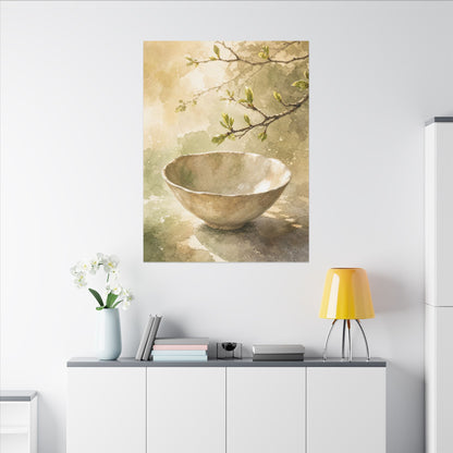 Warm Ceramic Bowl Canvas Art - Watercolor Japandi