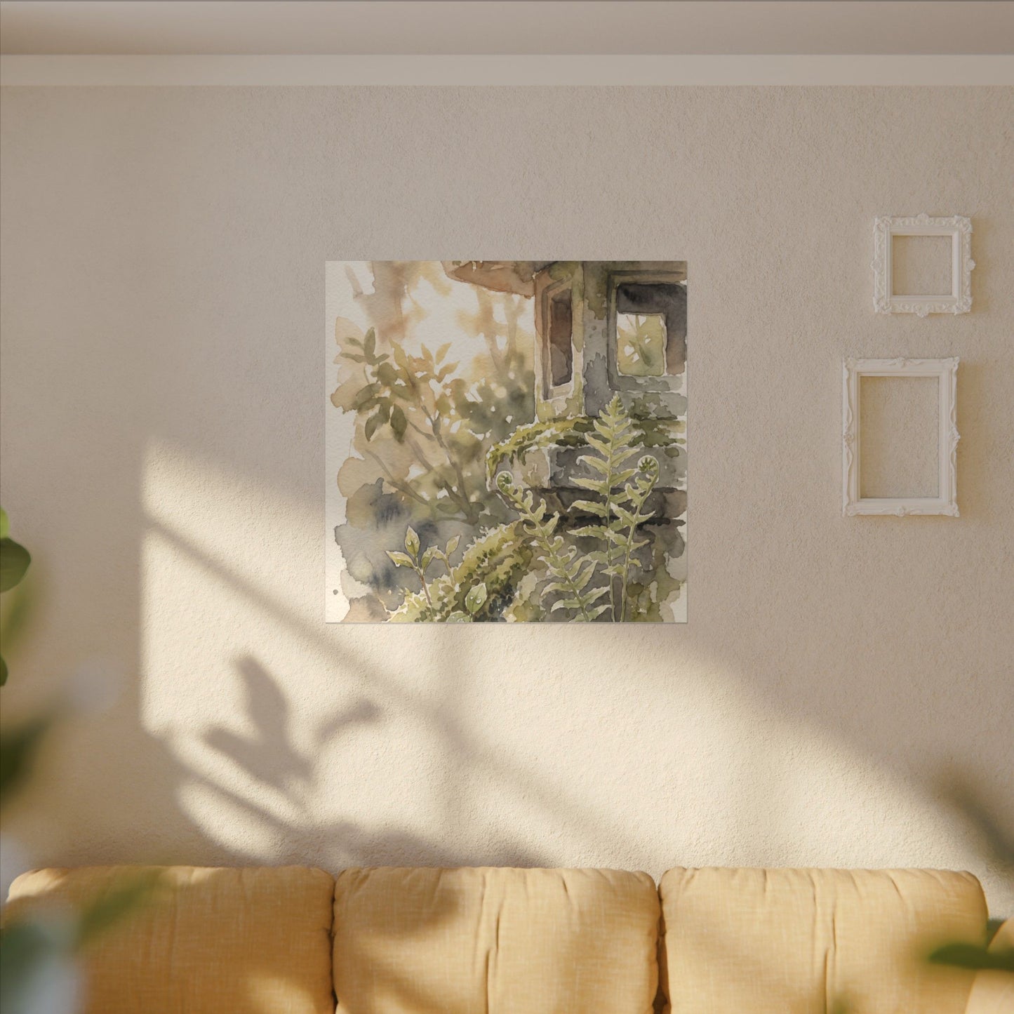 Earthy Stone Lantern Canvas Art - Watercolor Japandi