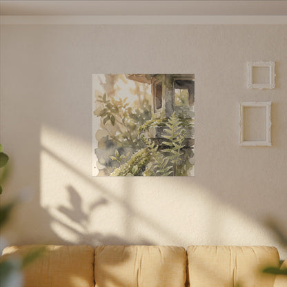 Earthy Stone Lantern Canvas Art - Watercolor Japandi