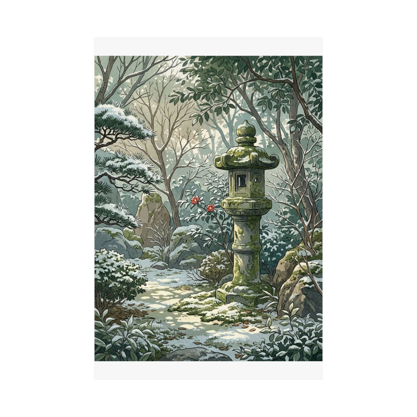 Dappled Stone Lantern Wall Art Print - Japandi Datsuzoku