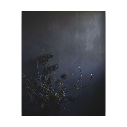 Dried Flowers Spring Canvas Art | Dark Japandi Moody Design