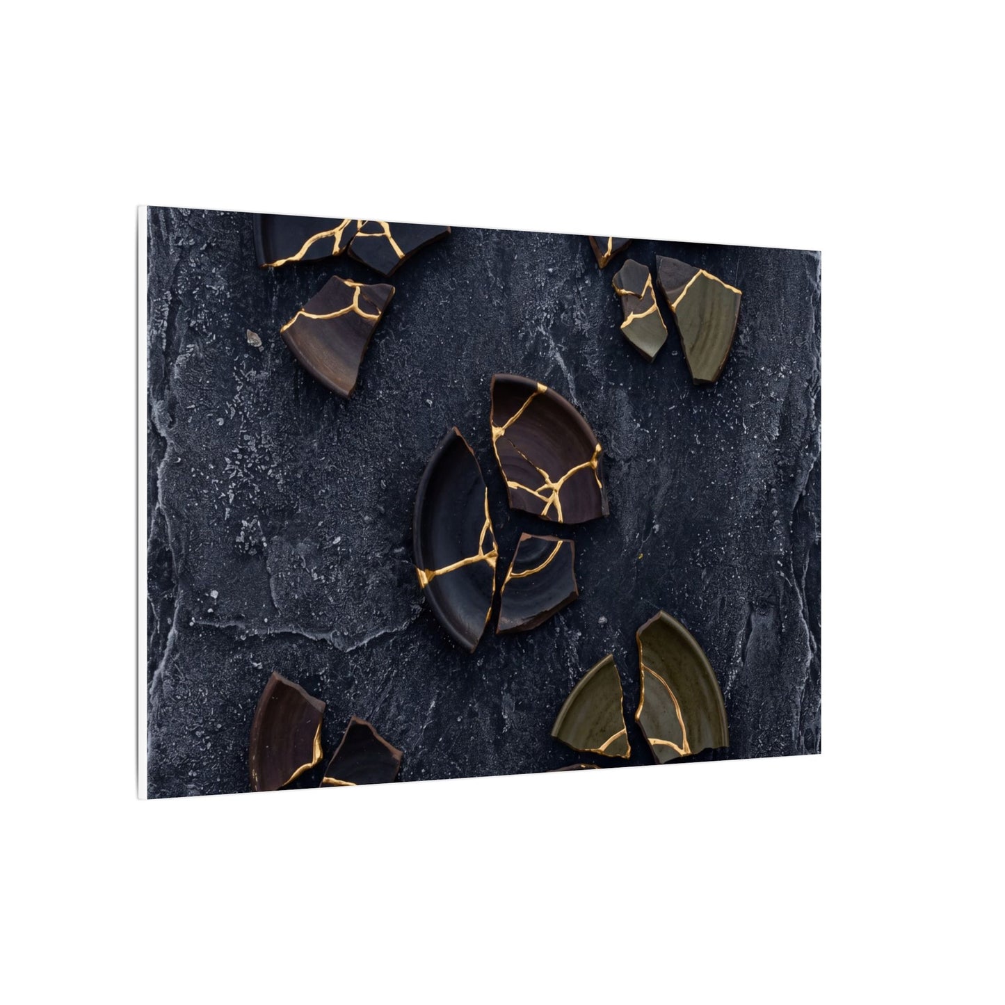 Broken Pottery Canvas Art | Winter Dark Japandi Shadow Zen Art