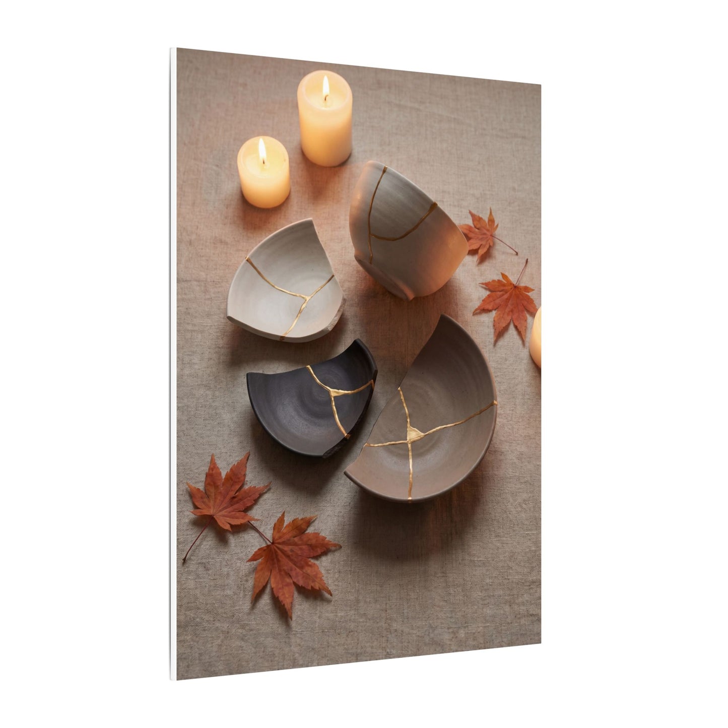 Candlelight Broken Pottery Canvas Art - Japandi Ma