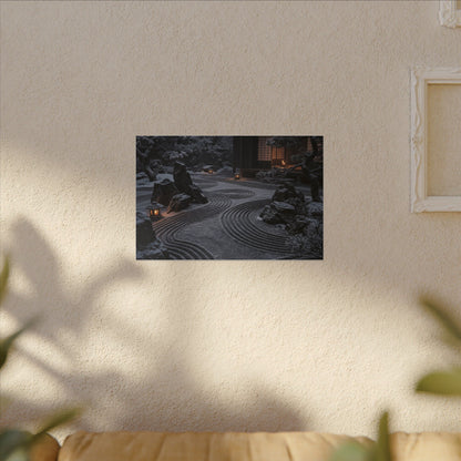 Candlelight Rock Garden Canvas Art - Dark Japandi Fukinsei