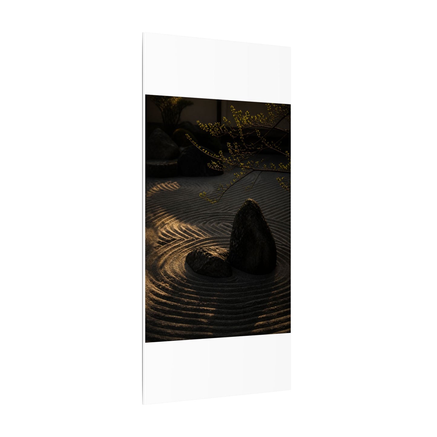 Ma Rock Garden Canvas Art - Dark Japandi Shadow Zen