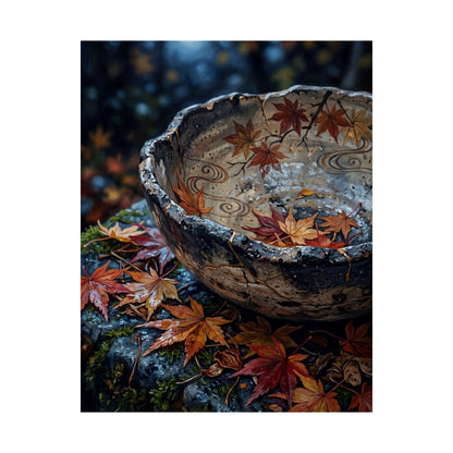 Autumn Ceramic Bowl Japanese Pattern Wall Art Print | Earthy Decor