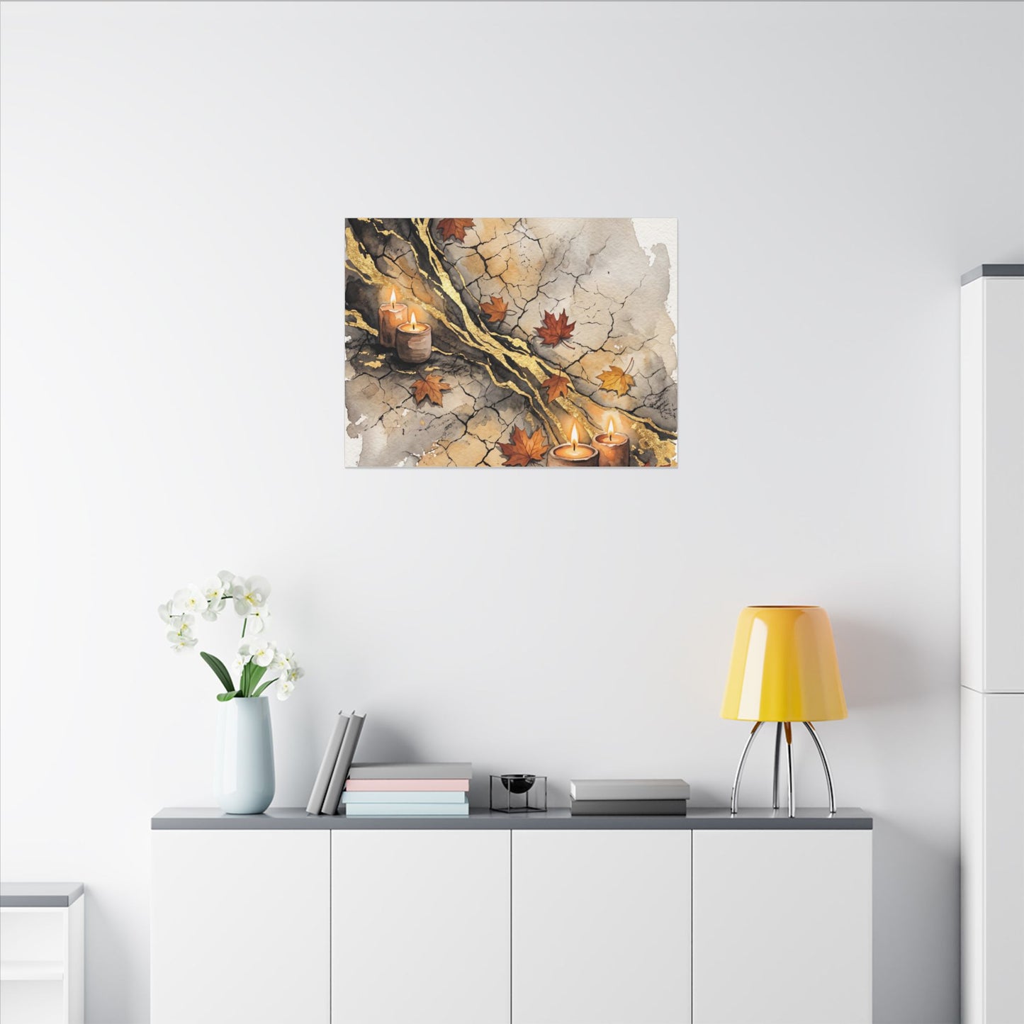 Cracked Earth Autumn Canvas Art | Japandi Warm Design