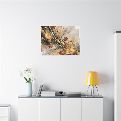 Cracked Earth Autumn Canvas Art | Japandi Warm Design